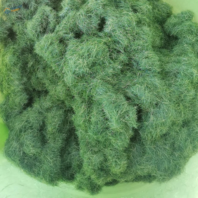 Pile of fluffy 8mm green static grass fibers