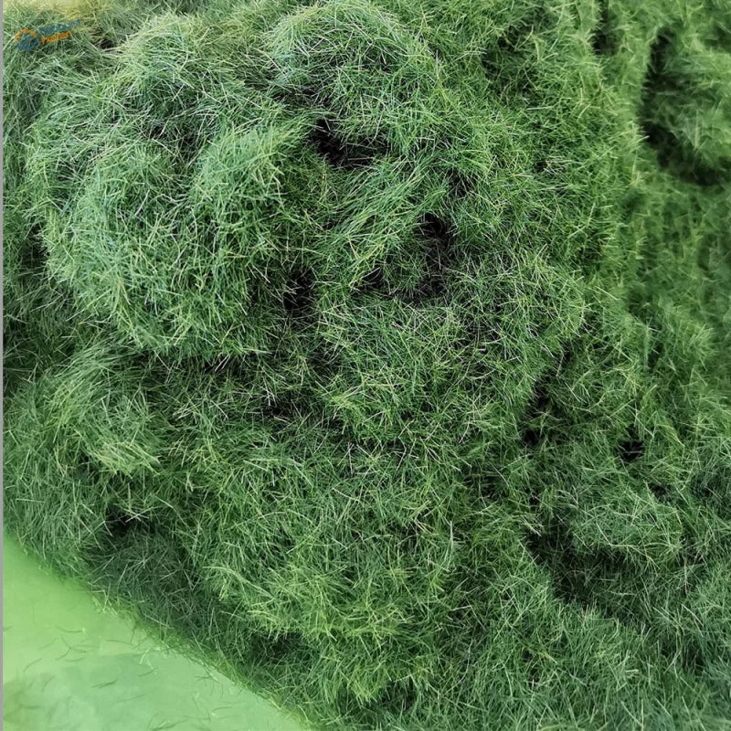8mm green static grass mat with dense vibrant fibrous texture