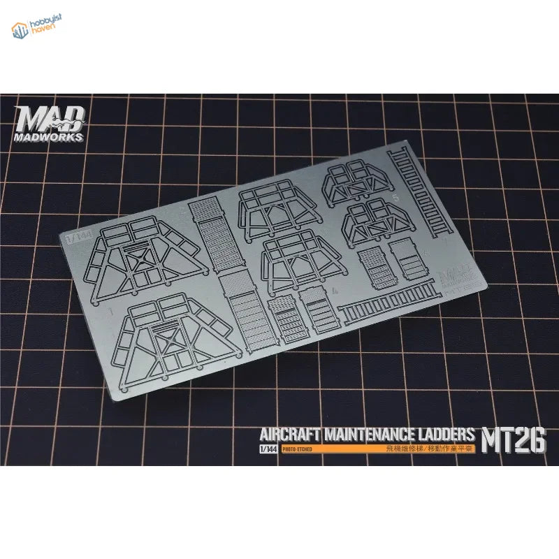 Silver 1/144 aircraft maintenance ladders etched sheet