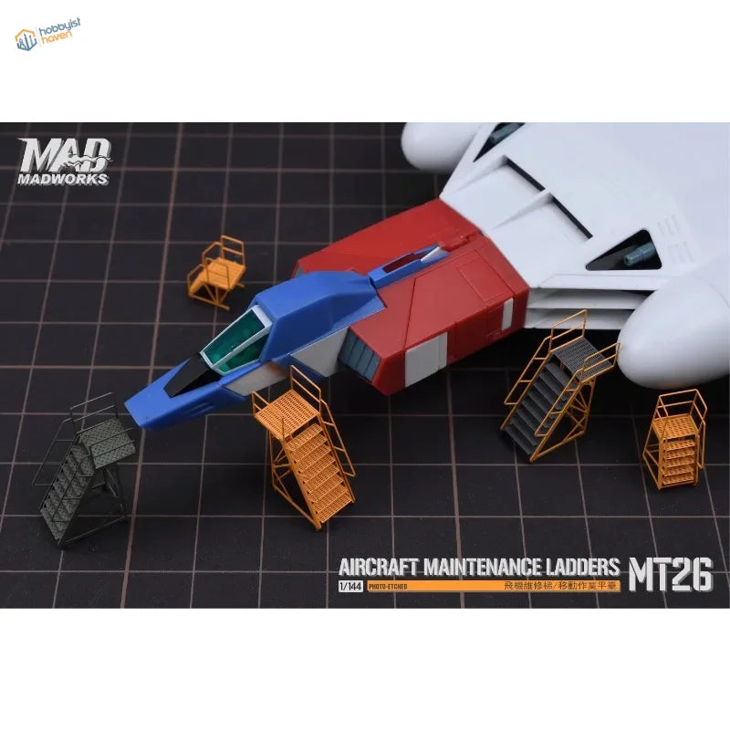 8pcs 1/144 blue red aircraft maintenance ladders orange black stairs