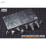 Silver metallic Mad Works MT26 aircraft maintenance ladders, 8pcs 1/144 set