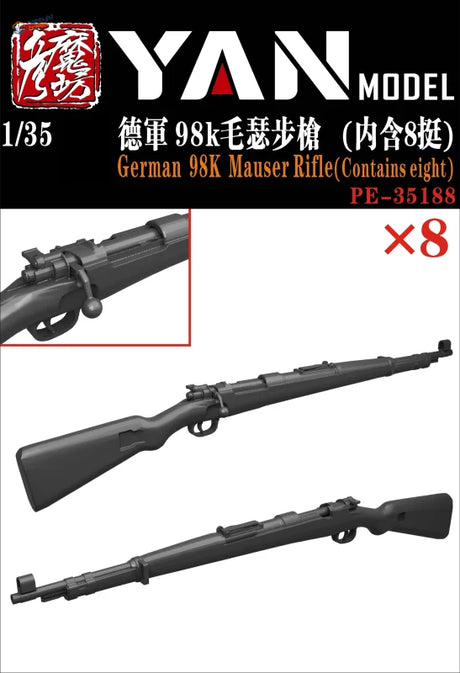 1/35 scale 98k mauser model rifle in black plastic with realistic details