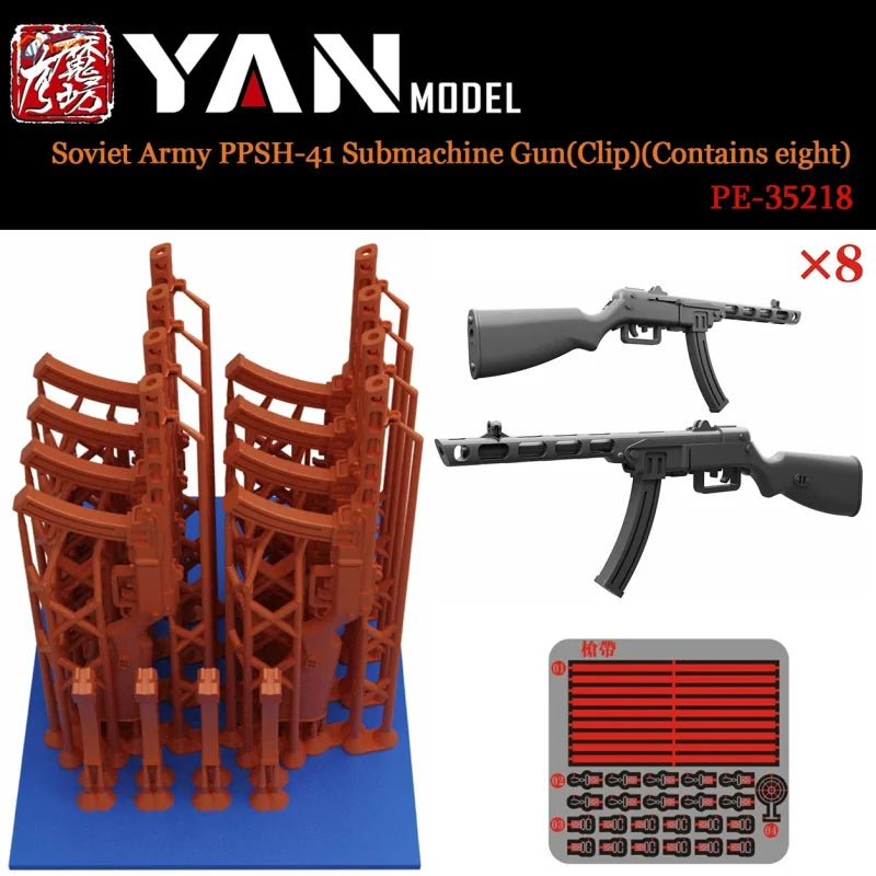 8 pezzi di mitra sovietico PPSH-41 stampati in 3D in scala 1/35