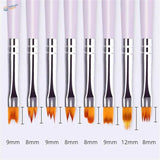 8pcs saw shape brushes with lavender handles, orange bristles, silver ferrules