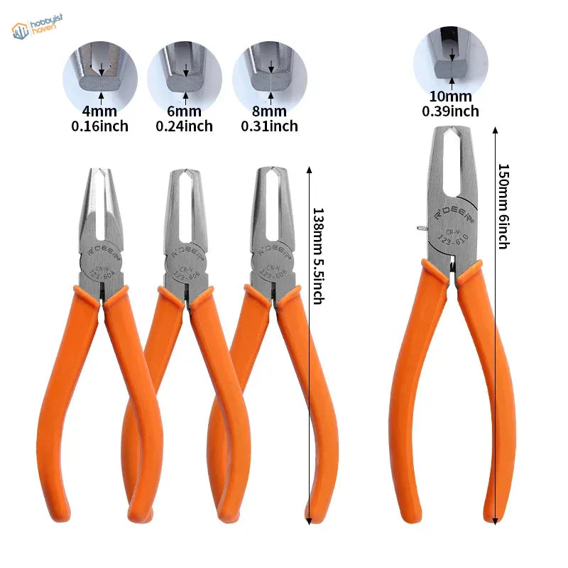 90 degree double edged cutter nipper: 4 orange-handled Ridger needle-nose pliers, 150mm