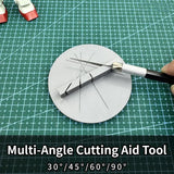 3D-printed multi-angle cutting aid with 30/45/60/90 degree slots for precision hobby tool