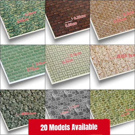 280x420mm adhesive floor replica decals in green, brown, gray, beige brick, stone, mosaic textures