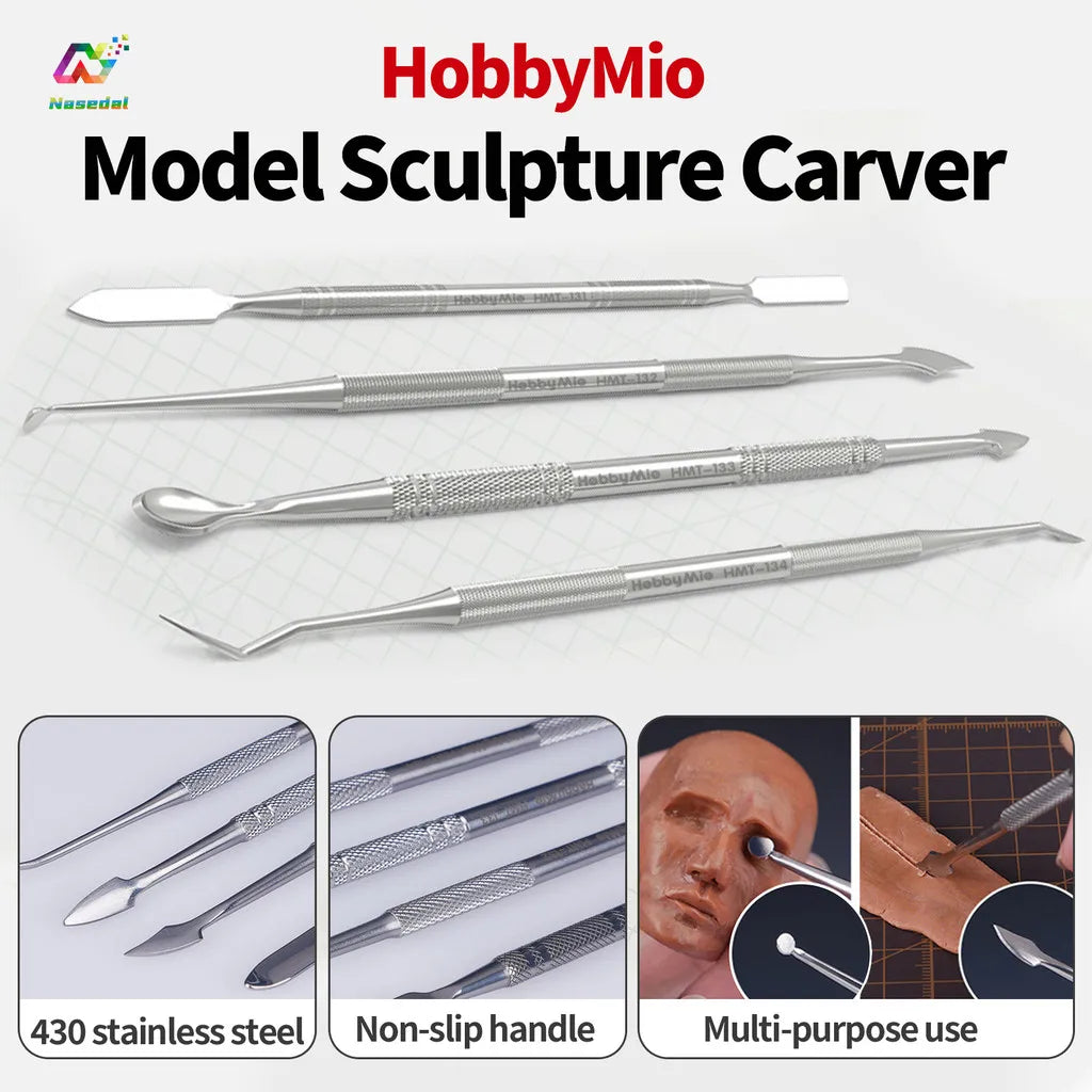 Hobby Mio stainless steel sculpture carver set, four double-ended tools