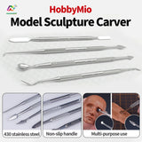 Hobby Mio stainless steel sculpture carver set, four double-ended tools