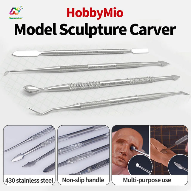 Hobby Mio stainless steel sculpture carver set, four double-ended tools