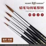 Premium sable brushes set of five with black handles and brown bristles