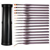 15pcs precision brush set with 12 art brushes and black holder
