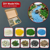Diy model kit 9pcs diorama scenery starter pack with blue gravel crushed coal and green mossy terrain featuring horse figurines