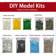 9pcs diorama scenery material set with crushed coal and natural elements in clear bags for scenery starter pack use