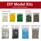 9pcs diorama scenery material set with crushed coal and natural elements in clear bags for scenery starter pack use