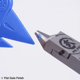 Blue plastic tool tip held against metallic needle-nose pliers from Madworks limited edition red samurai single-blade nipper for precision hobby tools