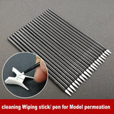 200pcs disposable round brushes with black metal pens and white tips for model cleaning