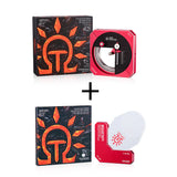 Red and black dspiae stepless circle cutter with silver metallic blade and matching red locator tool for precise cutting