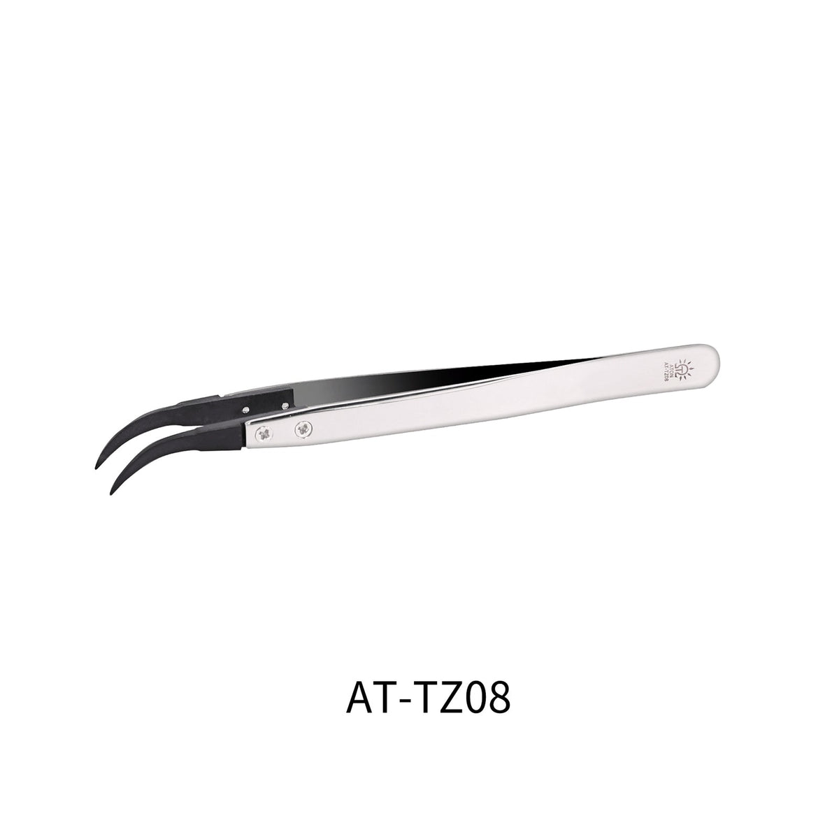 Dspiae anti-static tweezers with silver-tipped black curved stainless steel tips