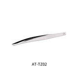 Dspiae anti-static stainless steel tweezers with curved black-tipped ends