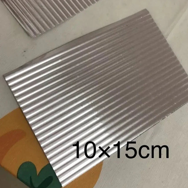 Silver corrugated metal sheet, 10x15cm, from 3pcs 100x150mm set