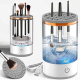 3-in-1 electric brush washer with transparent cylindrical design