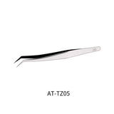 Dspiae anti-static stainless steel tweezers with black angled tip