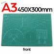 Green A3 self-healing cutting mat with grid lines and markings