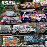 1/32 1/35 graffiti stencil on vibrant graffiti vehicles for scale modeling