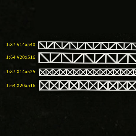 Ho scale white plastic truss pieces for steel bridge structure