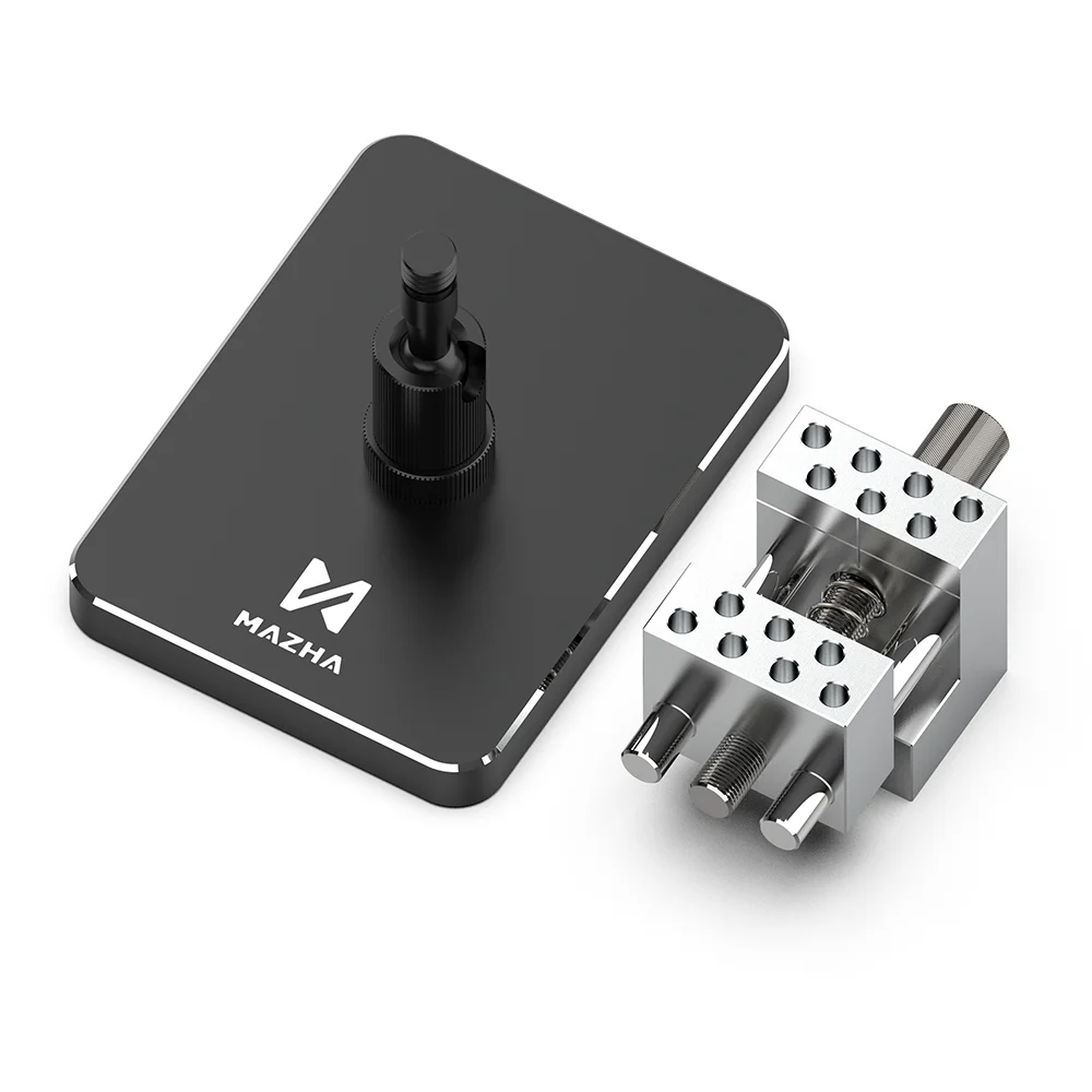 Black and silver mazha 2-in-1 precision bench vise with adjustable clamps for stable desktop and small parts repair