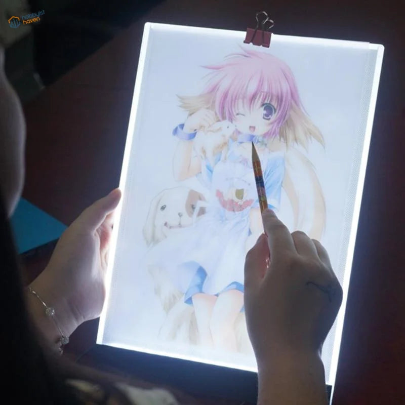 LED drawing board with pink-haired anime character on A3 A4 A5 dimming light table
