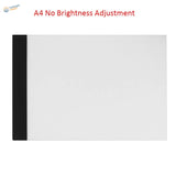 A4 LED drawing board with sleek black frame and translucent white surface