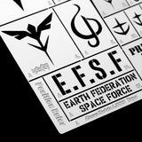 Gundam Zaku Garage stencil sheet with Earth Federation insignia