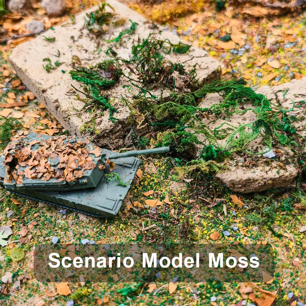 Artificial green moss on weathered concrete for scale models