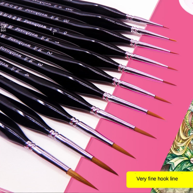 Triangular handle precision brushes with black paintbrushes, silver ferrules