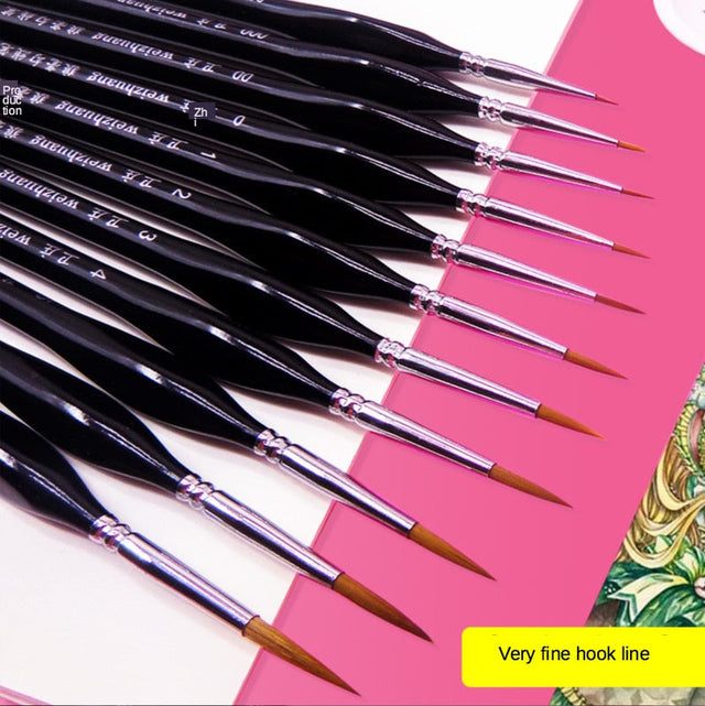 Triangular handle precision brushes with black paintbrushes, silver ferrules