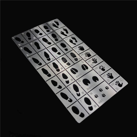 1/35 scale stencil with tiny details foot hand paw print grid