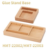 Light wooden glue holder bases with rectangular compartments