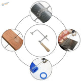 Adjustable wire saw with wooden handle and metallic frame includes medium-tooth blades rated for precise cutting tasks