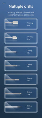 Six precision drill bits with five cutting heads for Adjustable Wireless Electric Grinding Machine