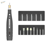 Black Abing electric rotary tool with gold tip and five cutting heads