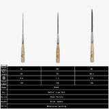 Extra-long liner brushes with cattle ear hair bristles and wooden handles