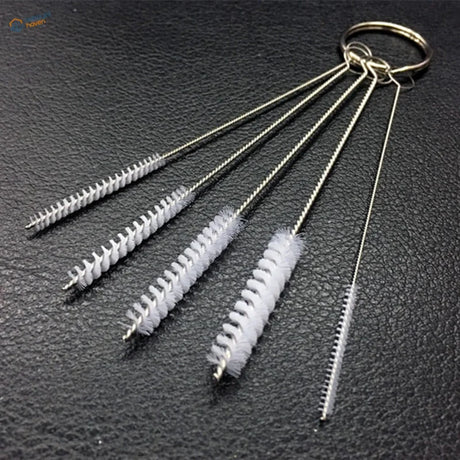 Airbrush cleaning brush kit: 5 stainless steel brushes on key ring
