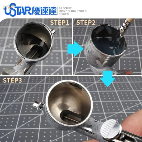 Silver airbrush cleaning brush nozzle with precision tip and knob