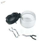 Clear glass paint sprayer jar with black lid in Airbrush Cleaning Sets