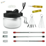 Airbrush cleaning sets with clear spray pot, nozzles, brushes, tubes