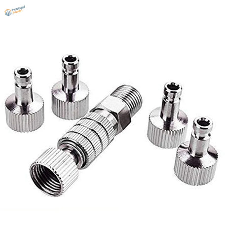 Airbrush quick disconnect adapter with silver threaded hose connectors