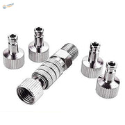 Airbrush quick disconnect adapter with metallic threaded nozzles and ribbed grips