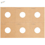 Brown coin sheet with labeled cutouts for airbrush stencils model painting